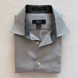 Pronto Uomo | Grey & White Dress Shirt Egyptian Cotton Slim Fit No Iron Sz 17/34
